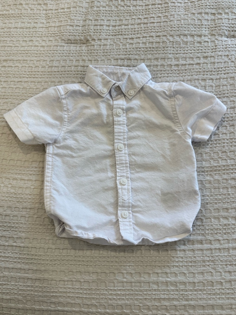 Primark Baby Boy White Short Sleeve Oxford Shirt 100% Cotton Size 0-3 months